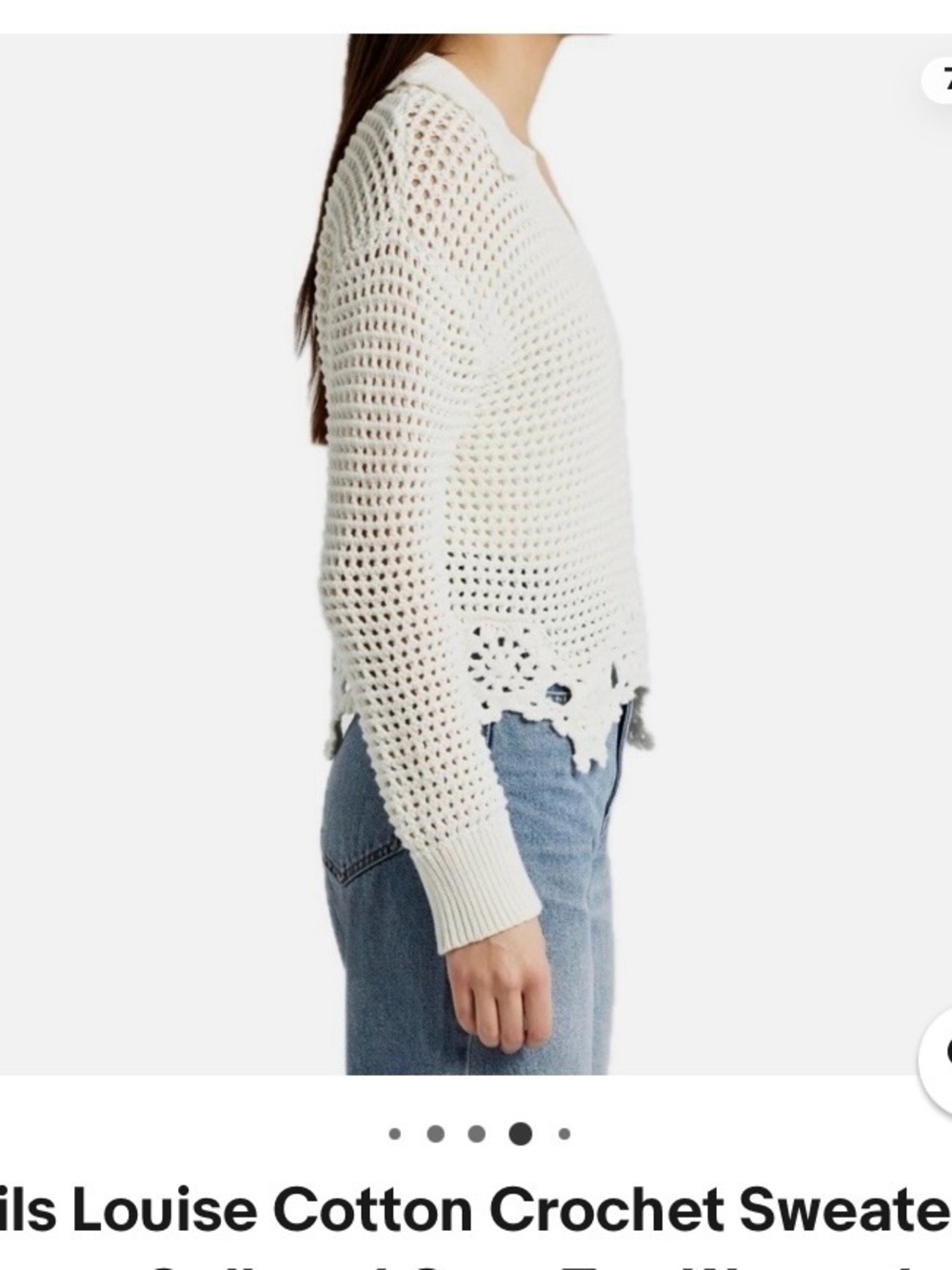 Rails Louise Cotton Crochet V-Neck Sweater in Ivory Size M NWOT